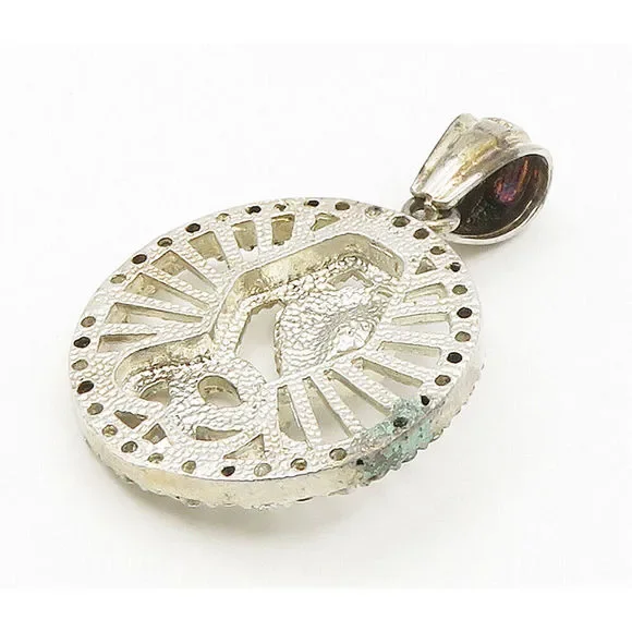 925 Sterling Silver Vintage Cubic Zirconia Cobra Snake Round Pendant PT11952